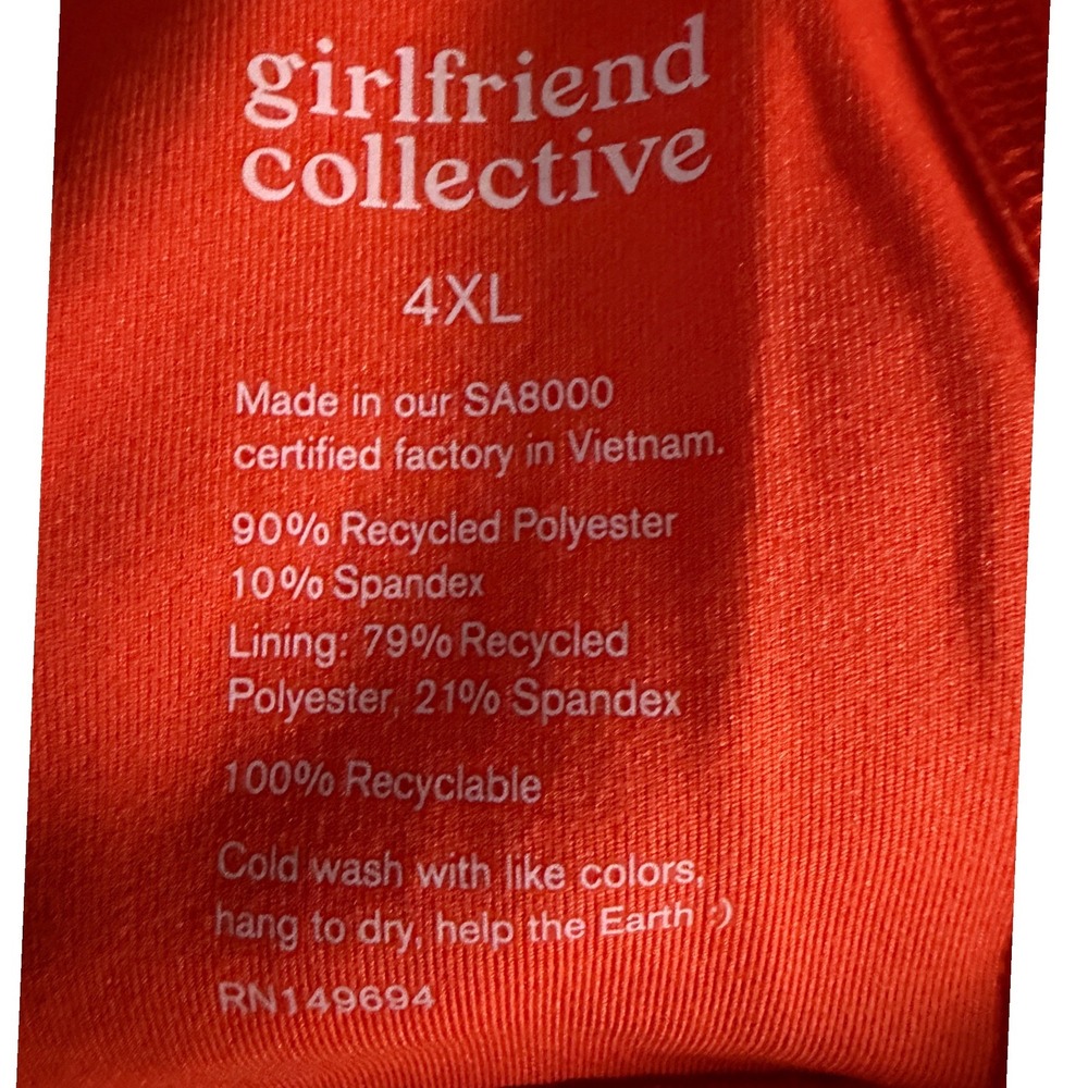 Girlfriend Collective 4X Orange Racerback Exercise Dress Built In Shorts Pockets - Picture 4 of 12